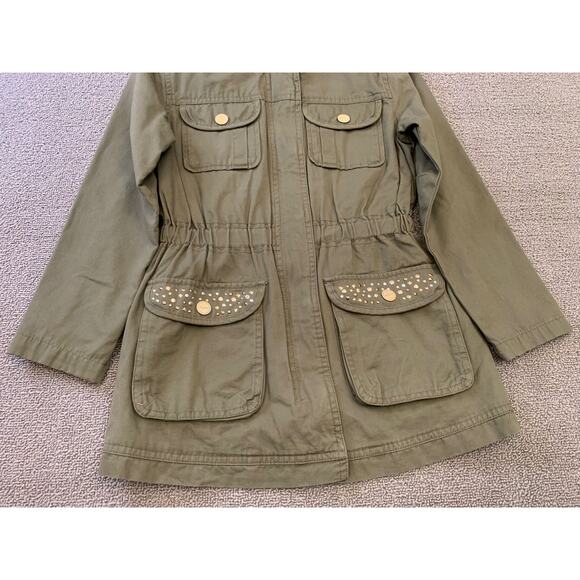 Mayoral Girl's Size 8 Olive Green Hooded Jacket With‎ Studs - Picture 12 of 16